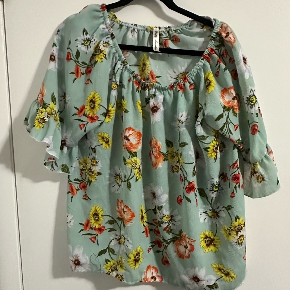 Simply Irresistible Mint Green Floral Blouse